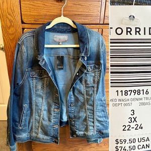 New with Tags Torrid Denim Trucker Jacket. 3x